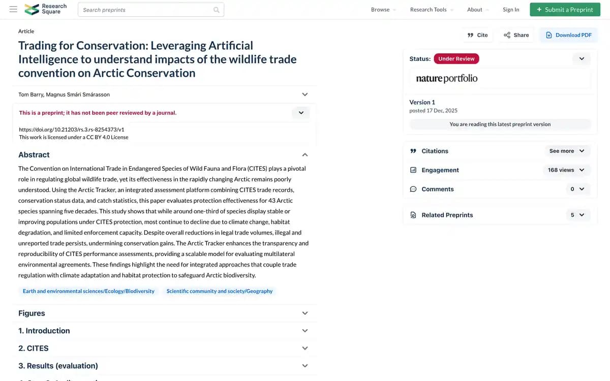 The "Trading for Conservation" preprint on Research Square